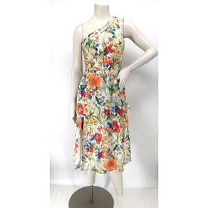 Dress The Population Floral One Shoulder Midi Dress Size S Cut Out